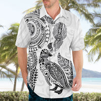 Aotearoa Moko Tribal Tattoo Hawaiian Shirt New Zealand Maori Penguin and Fantail White Color