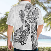 Aotearoa Moko Tribal Tattoo Hawaiian Shirt New Zealand Maori Penguin and Fantail White Color