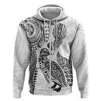 Aotearoa Moko Tribal Tattoo Hoodie New Zealand Maori Penguin and Fantail White Color