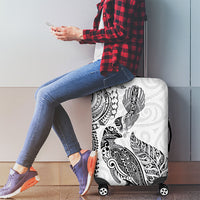 Aotearoa Moko Tribal Tattoo Luggage Cover New Zealand Maori Penguin and Fantail White Color