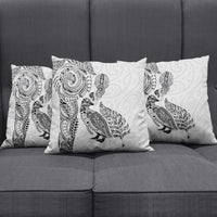 Aotearoa Moko Tribal Tattoo Pillow Cover New Zealand Maori Penguin and Fantail White Color