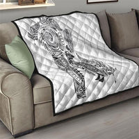 Aotearoa Moko Tribal Tattoo Quilt New Zealand Maori Penguin and Fantail White Color