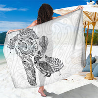 Aotearoa Moko Tribal Tattoo Sarong New Zealand Maori Penguin and Fantail White Color