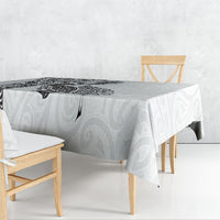 Aotearoa Moko Tribal Tattoo Tablecloth New Zealand Maori Penguin and Fantail White Color