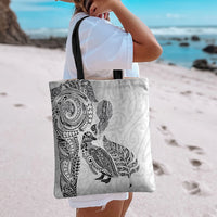 Aotearoa Moko Tribal Tattoo Tote Bag New Zealand Maori Penguin and Fantail White Color