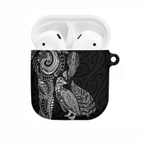 Aotearoa Moko Tribal Tattoo AirPods Case New Zealand Maori Penguin and Fantail Black Color