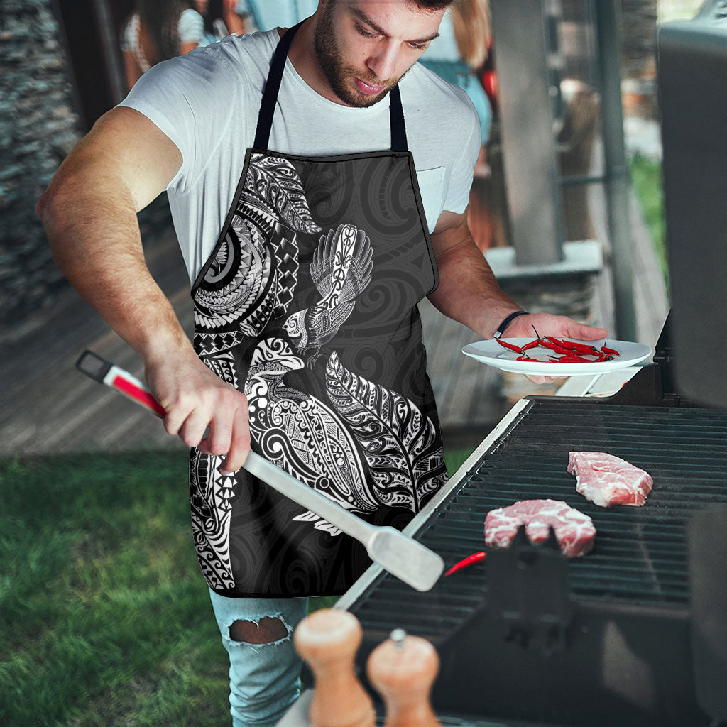 Aotearoa Moko Tribal Tattoo Apron New Zealand Maori Penguin and Fantail Black Color