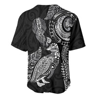 Aotearoa Moko Tribal Tattoo Baseball Jersey New Zealand Maori Penguin and Fantail Black Color