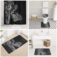 Aotearoa Moko Tribal Tattoo Bathroom Set New Zealand Maori Penguin and Fantail Black Color