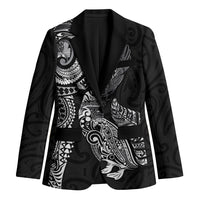 Aotearoa Moko Tribal Tattoo Blazer New Zealand Maori Penguin and Fantail Black Color