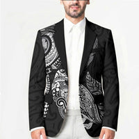 Aotearoa Moko Tribal Tattoo Blazer New Zealand Maori Penguin and Fantail Black Color