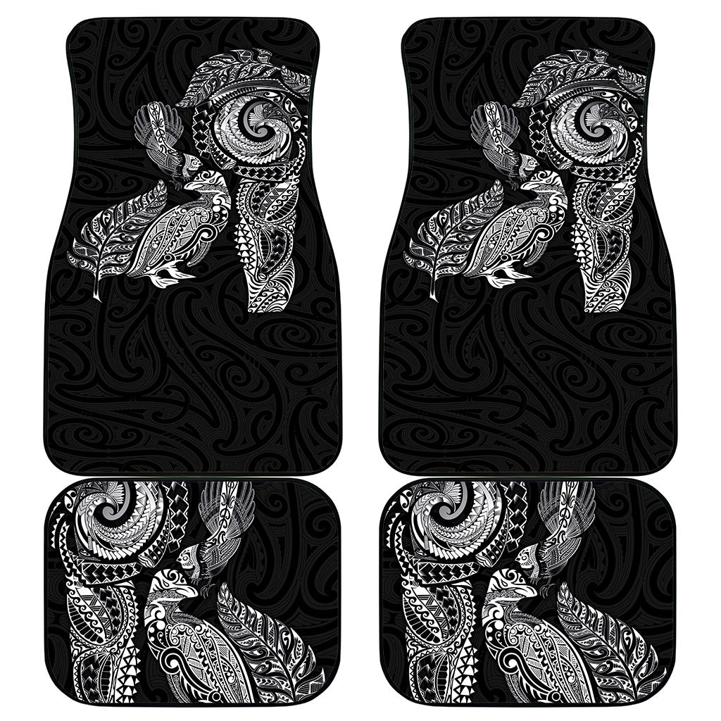 Aotearoa Moko Tribal Tattoo Car Mats New Zealand Maori Penguin and Fantail Black Color