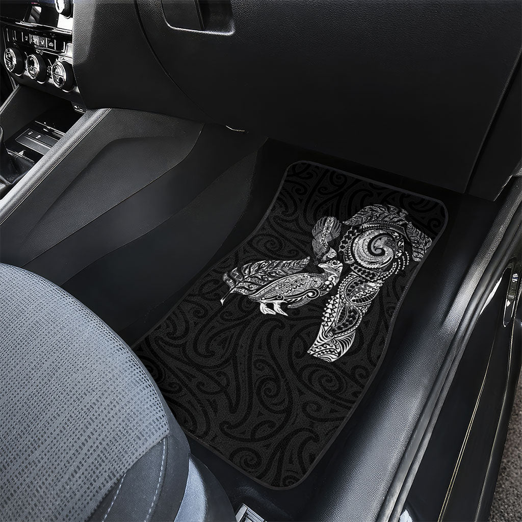 Aotearoa Moko Tribal Tattoo Car Mats New Zealand Maori Penguin and Fantail Black Color