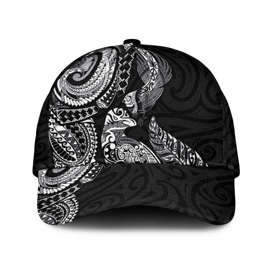 Aotearoa Moko Tribal Tattoo Classic Cap New Zealand Maori Penguin and Fantail Black Color LT03 Universal Fit Black - Polynesian Pride