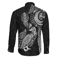 Aotearoa Moko Tribal Tattoo Family Matching Mermaid Dress and Hawaiian Shirt New Zealand Maori Penguin and Fantail Black Color