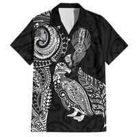 Aotearoa Moko Tribal Tattoo Hawaiian Shirt New Zealand Maori Penguin and Fantail Black Color