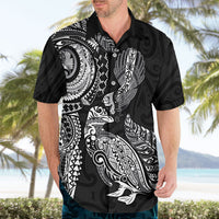 Aotearoa Moko Tribal Tattoo Hawaiian Shirt New Zealand Maori Penguin and Fantail Black Color