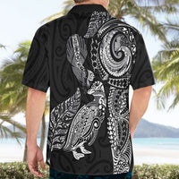 Aotearoa Moko Tribal Tattoo Hawaiian Shirt New Zealand Maori Penguin and Fantail Black Color