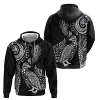 Aotearoa Moko Tribal Tattoo Hoodie New Zealand Maori Penguin and Fantail Black Color