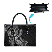 Aotearoa Moko Tribal Tattoo Leather Bag New Zealand Maori Penguin and Fantail Black Color