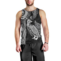 Aotearoa Moko Tribal Tattoo Men Tank Top New Zealand Maori Penguin and Fantail Black Color