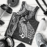 Aotearoa Moko Tribal Tattoo Men Tank Top New Zealand Maori Penguin and Fantail Black Color