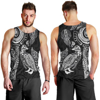 Aotearoa Moko Tribal Tattoo Men Tank Top New Zealand Maori Penguin and Fantail Black Color