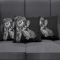 Aotearoa Moko Tribal Tattoo Pillow Cover New Zealand Maori Penguin and Fantail Black Color