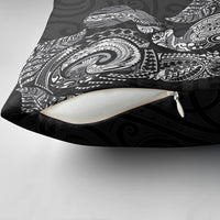 Aotearoa Moko Tribal Tattoo Pillow Cover New Zealand Maori Penguin and Fantail Black Color
