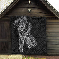 Aotearoa Moko Tribal Tattoo Quilt New Zealand Maori Penguin and Fantail Black Color