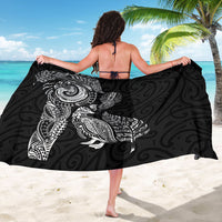 Aotearoa Moko Tribal Tattoo Sarong New Zealand Maori Penguin and Fantail Black Color