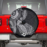 Aotearoa Moko Tribal Tattoo Spare Tire Cover New Zealand Maori Penguin and Fantail Black Color