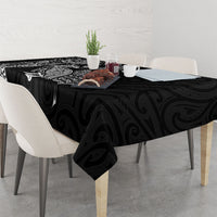 Aotearoa Moko Tribal Tattoo Tablecloth New Zealand Maori Penguin and Fantail Black Color