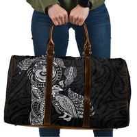 Aotearoa Moko Tribal Tattoo Travel Bag New Zealand Maori Penguin and Fantail Black Color
