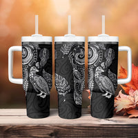 Aotearoa Moko Tribal Tattoo Tumbler With Handle New Zealand Maori Penguin and Fantail Black Color