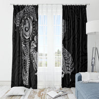 Aotearoa Moko Tribal Tattoo Window Curtain New Zealand Maori Penguin and Fantail Black Color