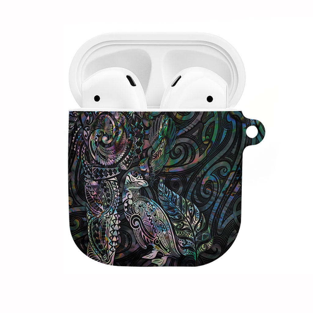 Aotearoa Moko Tribal Tattoo AirPods Case New Zealand Maori Penguin and Fantail Paua Shell Style
