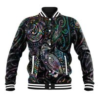 Aotearoa Moko Tribal Tattoo Baseball Jacket New Zealand Maori Penguin and Fantail Paua Shell Style