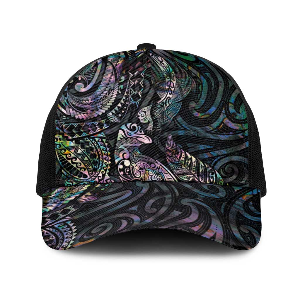Aotearoa Moko Tribal Tattoo Baseball Net Cap New Zealand Maori Penguin and Fantail Paua Shell Style