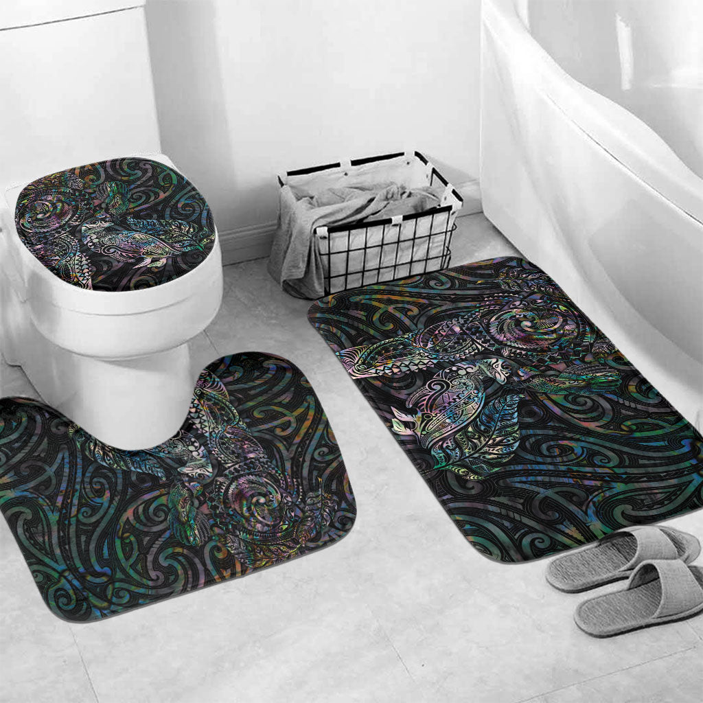 Aotearoa Moko Tribal Tattoo Bathroom Set New Zealand Maori Penguin and Fantail Paua Shell Style