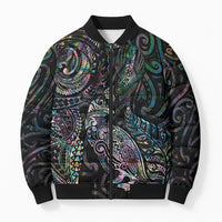 Aotearoa Moko Tribal Tattoo Bomber Puffer Jacket New Zealand Maori Penguin and Fantail Paua Shell Style