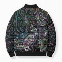 Aotearoa Moko Tribal Tattoo Bomber Puffer Jacket New Zealand Maori Penguin and Fantail Paua Shell Style