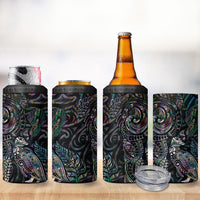 Aotearoa Moko Tribal Tattoo 4 in 1 Can Cooler Tumbler New Zealand Maori Penguin and Fantail Paua Shell Style