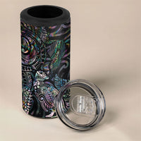 Aotearoa Moko Tribal Tattoo 4 in 1 Can Cooler Tumbler New Zealand Maori Penguin and Fantail Paua Shell Style