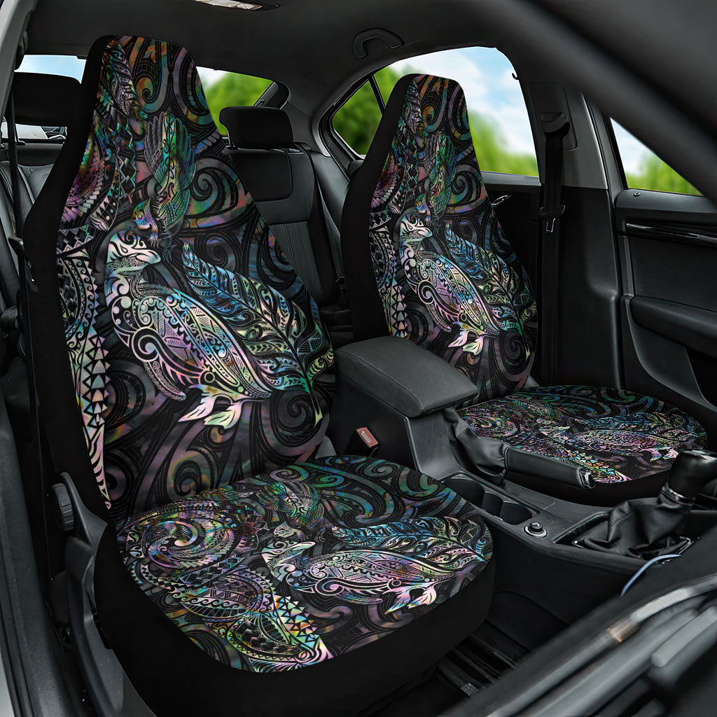 Aotearoa Moko Tribal Tattoo Car Seat Cover New Zealand Maori Penguin and Fantail Paua Shell Style LT03 One Size Multicolor - Polynesian Pride