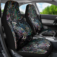 Aotearoa Moko Tribal Tattoo Car Seat Cover New Zealand Maori Penguin and Fantail Paua Shell Style