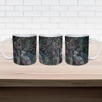 Aotearoa Moko Tribal Tattoo Ceramic Mug New Zealand Maori Penguin and Fantail Paua Shell Style