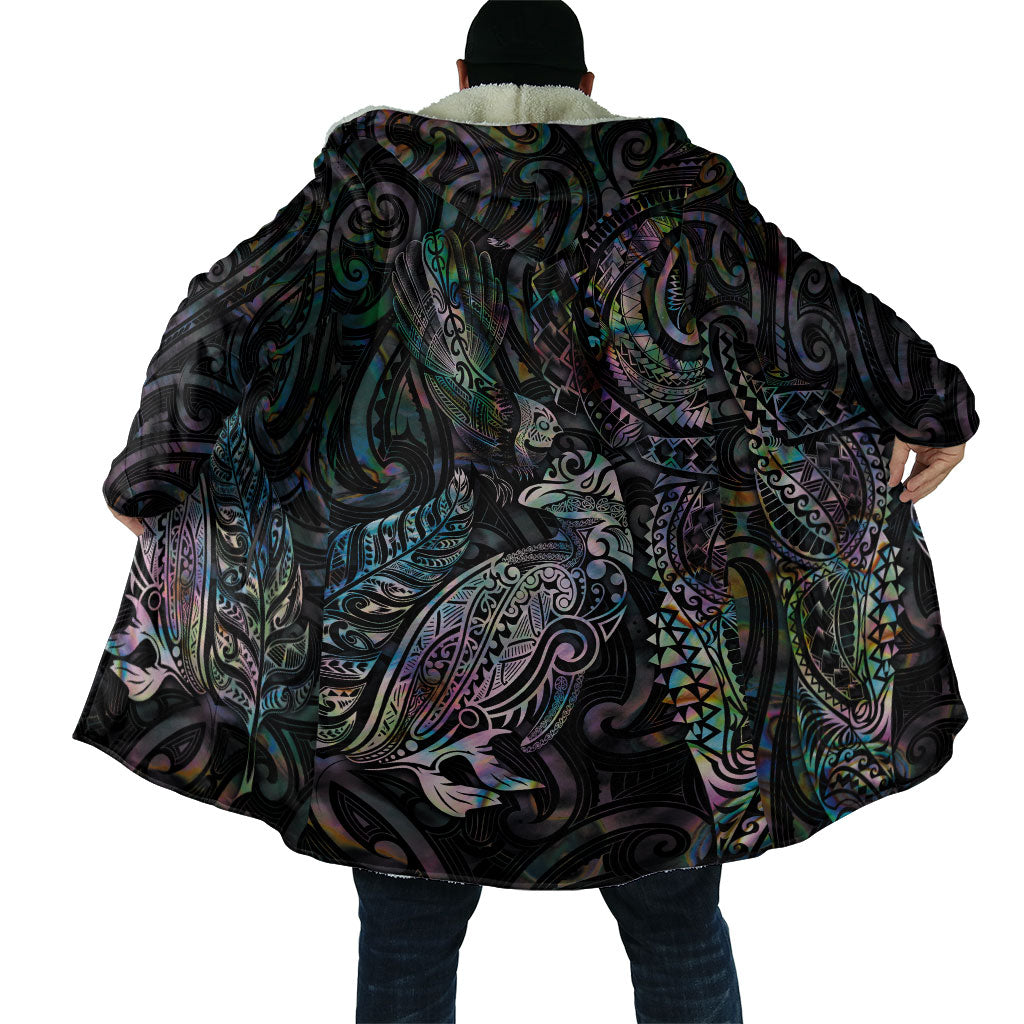 Aotearoa Moko Tribal Tattoo Cloak New Zealand Maori Penguin and Fantail Paua Shell Style