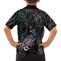Aotearoa Moko Tribal Tattoo Family Matching Long Sleeve Bodycon Dress and Hawaiian Shirt New Zealand Maori Penguin and Fantail Paua Shell Style