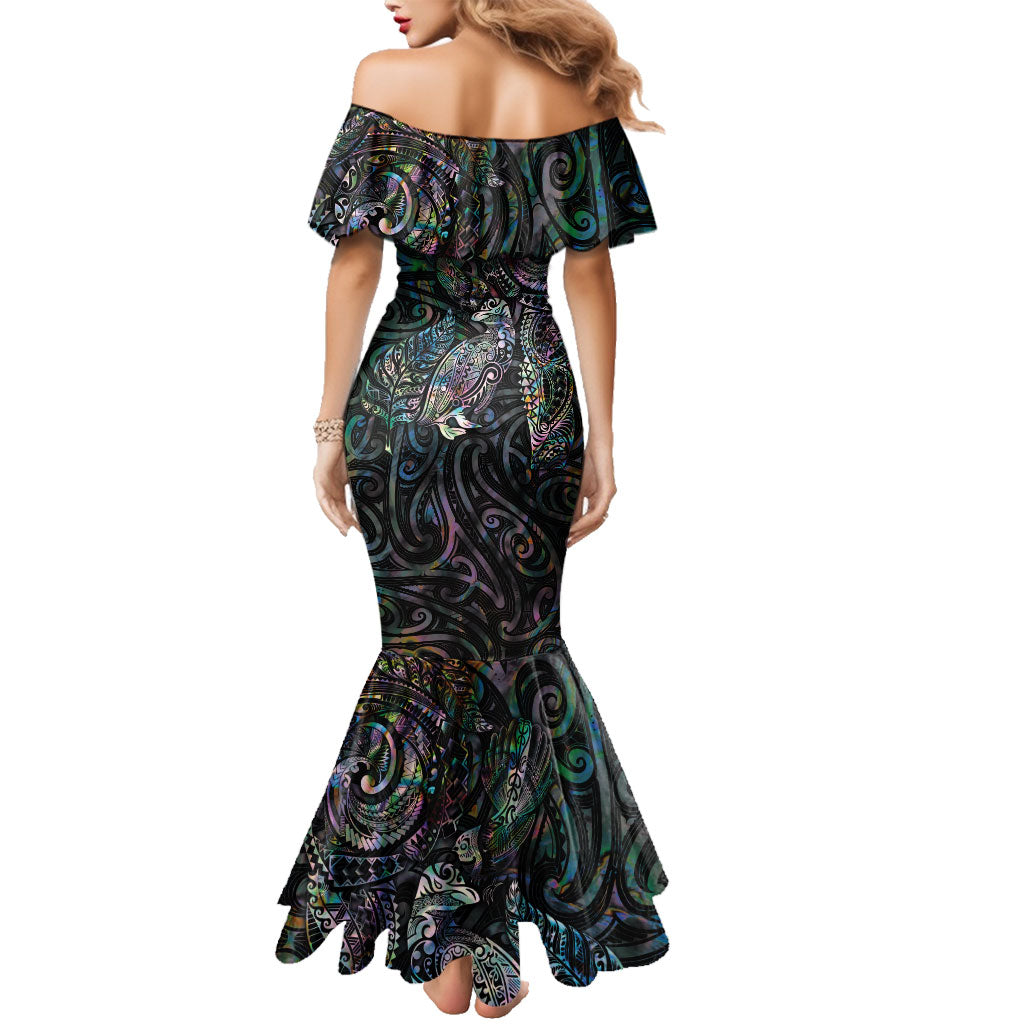 Aotearoa Moko Tribal Tattoo Family Matching Mermaid Dress and Hawaiian Shirt New Zealand Maori Penguin and Fantail Paua Shell Style
